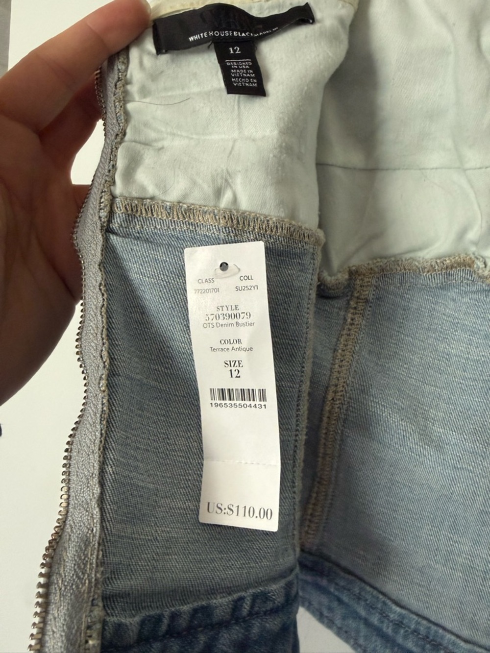 White House Black Market Light Blue Denim Twist Bustier - Picture 5 of 5